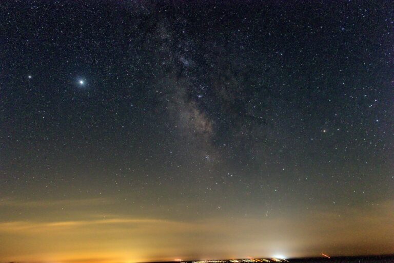 The nearby summer sky features the Perseids, the blue moon, the planets, and the Milky Way